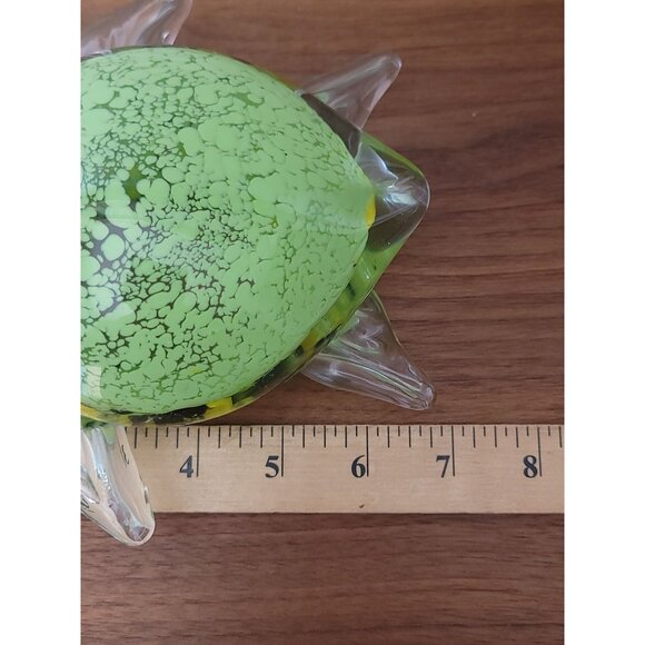 Crystal Glass Turtle Figurine Paperweight With Green Shell & Clear Flippers 7" - Picture 8 of 9